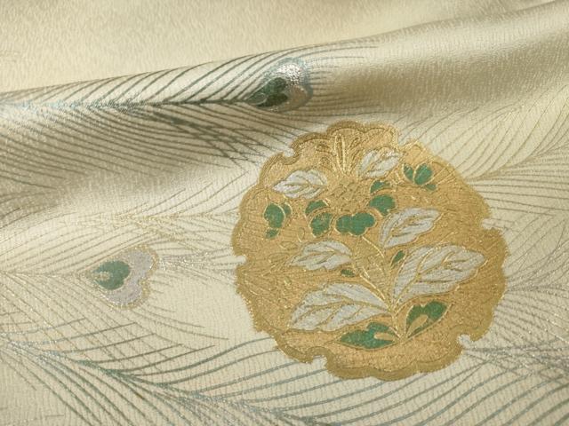 平和屋着物●訪問着　雪輪孔雀羽文　暈し染め　金銀彩　正絹　逸品　AABI7092ck