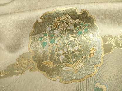平和屋着物●訪問着　雪輪孔雀羽文　暈し染め　金銀彩　正絹　逸品　AABI7092ck