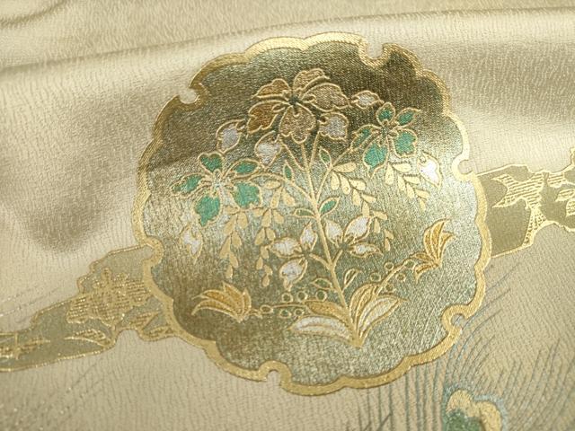 平和屋着物●訪問着　雪輪孔雀羽文　暈し染め　金銀彩　正絹　逸品　AABI7092ck