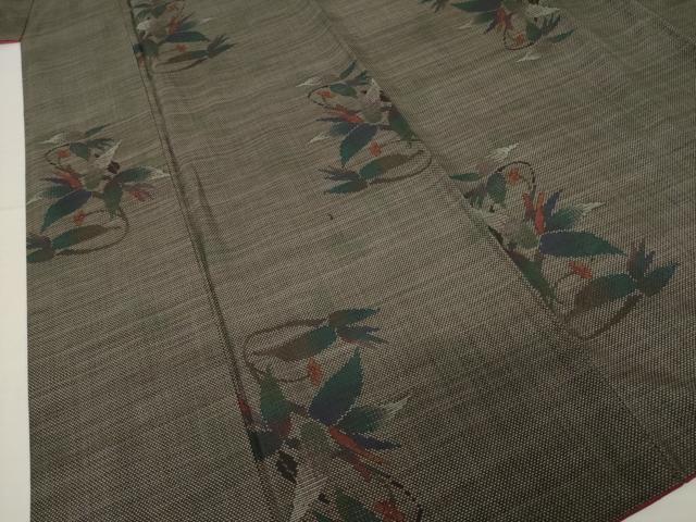 平和屋着物●本場大島紬　カタス7マルキ　草花文　正絹　逸品　AABI7093ck
