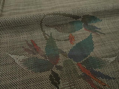 平和屋着物●本場大島紬　カタス7マルキ　草花文　正絹　逸品　AABI7093ck
