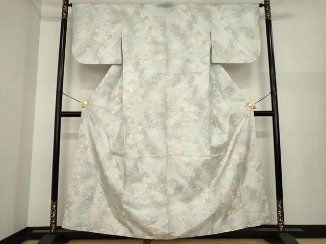 平和屋着物●本場大島紬　白大島　カタス9マルキ　枝花文　正絹　逸品　AABI7095ck