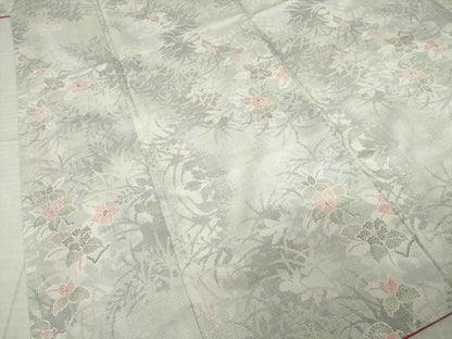 平和屋着物●本場大島紬　白大島　カタス9マルキ　枝花文　正絹　逸品　AABI7095ck