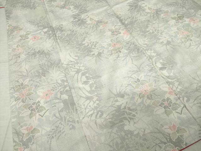 平和屋着物●本場大島紬　白大島　カタス9マルキ　枝花文　正絹　逸品　AABI7095ck