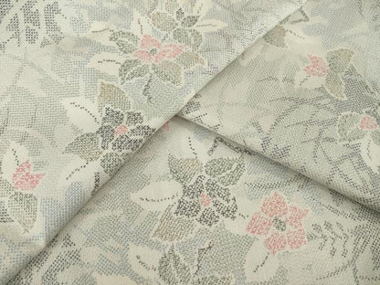 平和屋着物●本場大島紬　白大島　カタス9マルキ　枝花文　正絹　逸品　AABI7095ck