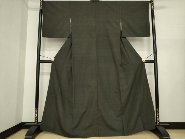 平和屋着物●上質な紬　色無地　檳榔子染色　正絹　逸品　AABI7097ck