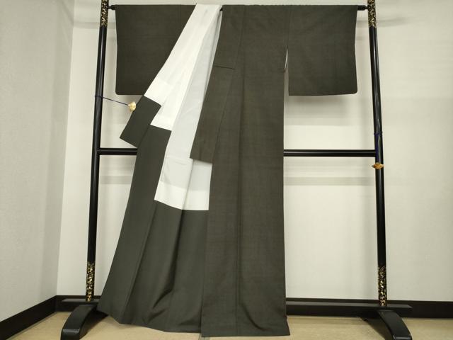 平和屋着物●上質な紬　色無地　檳榔子染色　正絹　逸品　AABI7097ck