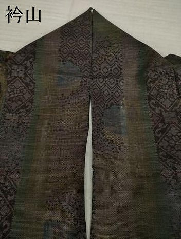 平和屋着物●本場大島紬　カタス9マルキ　花丸花蝶間道　正絹　逸品　AABI7099ck