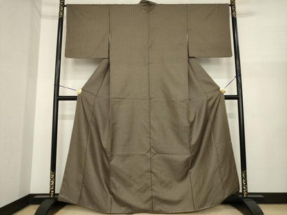 平和屋着物●お召　幾何学文様　正絹　逸品　AABI7100ck