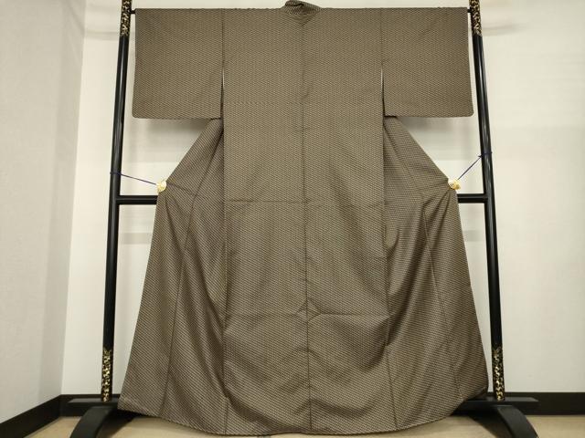 平和屋着物●お召　幾何学文様　正絹　逸品　AABI7100ck