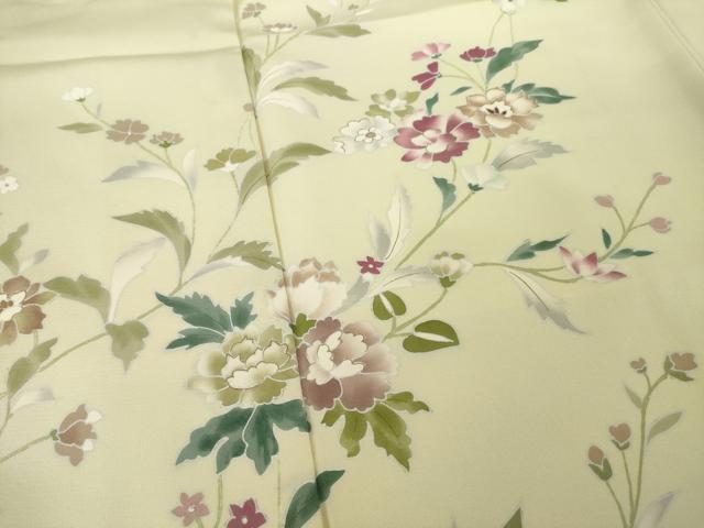 平和屋着物●訪問着　手描き　草花文　金彩　正絹　逸品　AABI7101ck