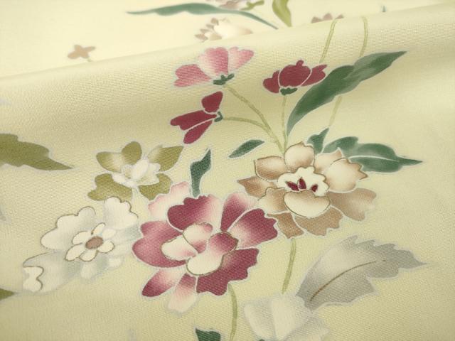 平和屋着物●訪問着　手描き　草花文　金彩　正絹　逸品　AABI7101ck