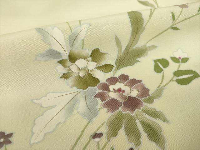 平和屋着物●訪問着　手描き　草花文　金彩　正絹　逸品　AABI7101ck