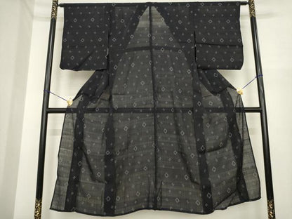 平和屋着物＊夏物　紗紬　菱文　正絹　逸品　AABI7106ck