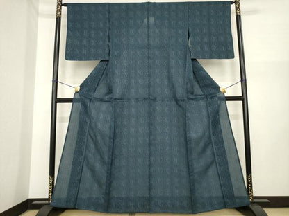 平和屋着物＊夏物　小紋　紗　立涌文　正絹　逸品　AABI7109ck