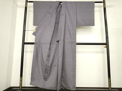 平和屋着物＊夏物　色無地　霞紋紗　紫鼠色　正絹　逸品　AABI7116ck