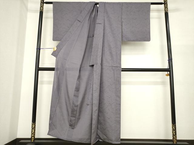平和屋着物＊夏物　色無地　霞紋紗　紫鼠色　正絹　逸品　AABI7116ck