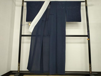 平和屋着物＊夏物　色無地　絽　青褐色　正絹　逸品　AABI7122ck
