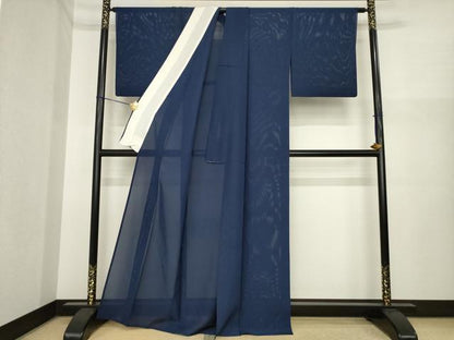 平和屋着物＊夏物　色無地　絽　青褐色　正絹　逸品　AABI7124ck