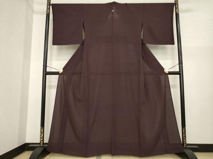 平和屋着物＊夏物　色無地　絽　黒鳶色　正絹　逸品　AABI7125ck
