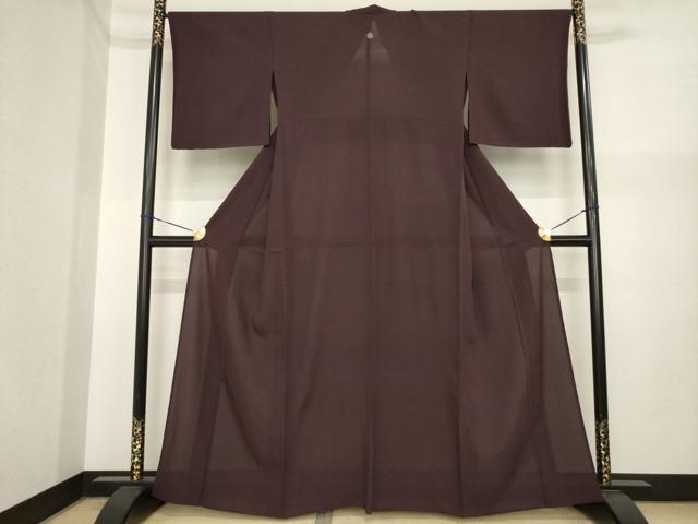 平和屋着物＊夏物　色無地　絽　黒鳶色　正絹　逸品　AABI7125ck