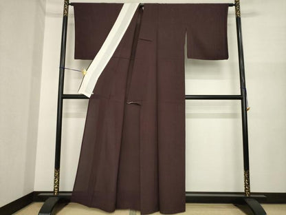 平和屋着物＊夏物　色無地　絽　黒鳶色　正絹　逸品　AABI7125ck