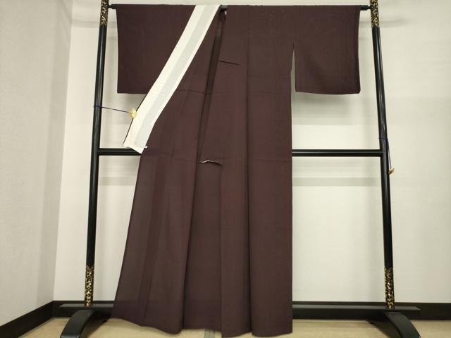 平和屋着物＊夏物　色無地　絽　黒鳶色　正絹　逸品　AABI7125ck