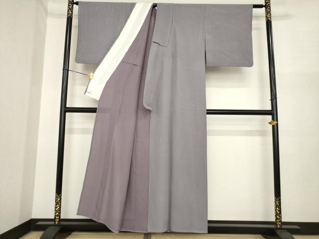平和屋着物＊夏物　色無地　絽　源氏鼠色　正絹　逸品　AABI7126ck