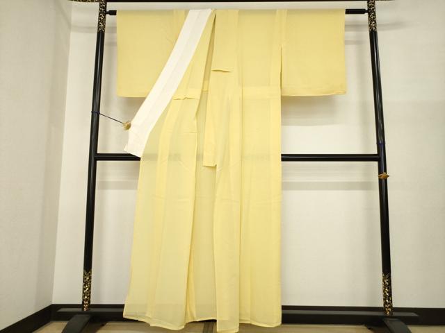 平和屋着物＊夏物　色無地　絽　玉蜀黍色　正絹　逸品　AABI7127ck