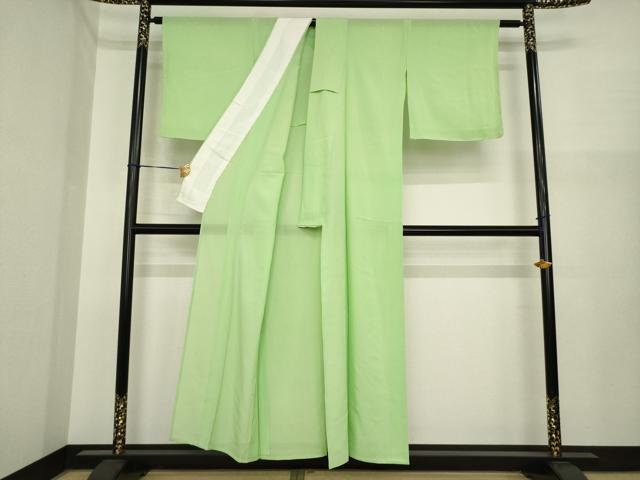平和屋着物＊夏物　色無地　絽　若葉色　正絹　逸品　AABI7129ck