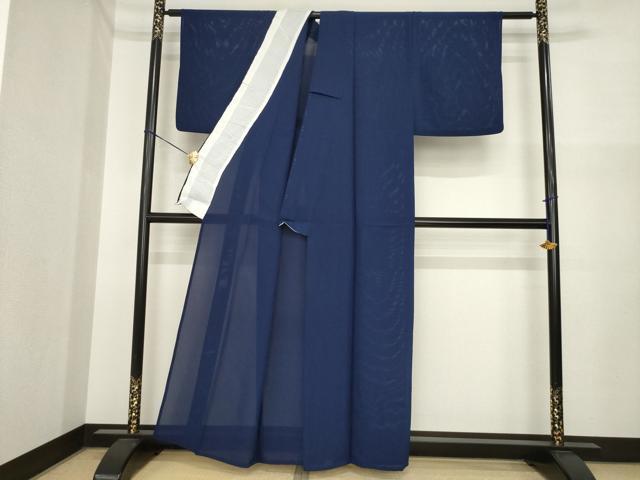 平和屋着物＊夏物　色無地　絽　留紺色　正絹　逸品　AABI7130ck