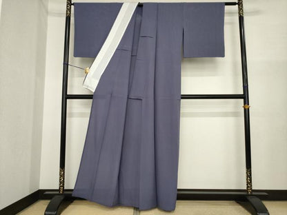 平和屋着物＊夏物　色無地　絽　濃鼠色　正絹　逸品　AABI7134ck