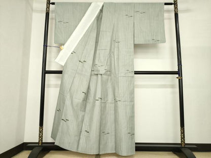 平和屋着物＊夏物　小紋　霞文　正絹　逸品　AABI7140ck