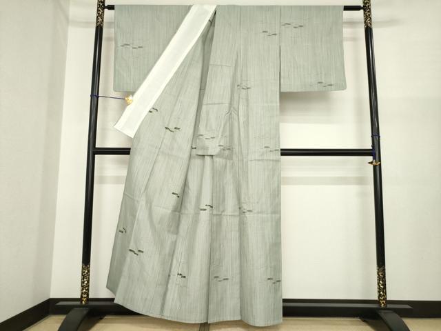 平和屋着物＊夏物　小紋　霞文　正絹　逸品　AABI7140ck