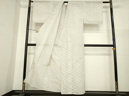 平和屋着物＊夏物　小紋　麻の葉文様　洗える着物　AABI7141ck