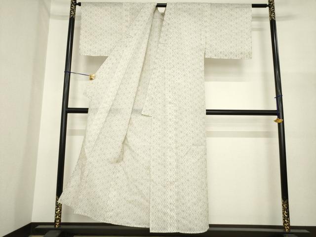 平和屋着物＊夏物　小紋　麻の葉文様　洗える着物　AABI7141ck