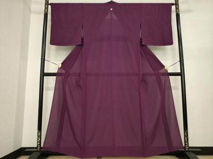 平和屋着物＊夏物　色無地　絽　似せ紫色　正絹　逸品　AABI7143ck