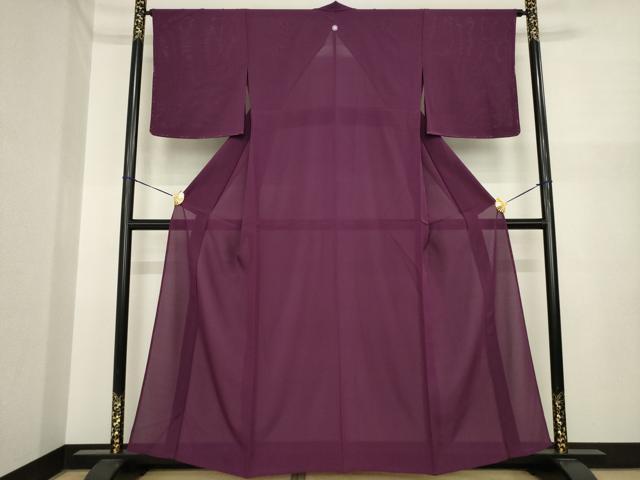 平和屋着物＊夏物　色無地　絽　似せ紫色　正絹　逸品　AABI7143ck
