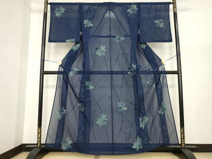 平和屋着物＊夏物　小紋　紗　舞花文　正絹　逸品　AABI7147ck