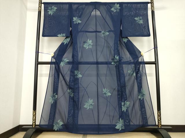 平和屋着物＊夏物　小紋　紗　舞花文　正絹　逸品　AABI7147ck