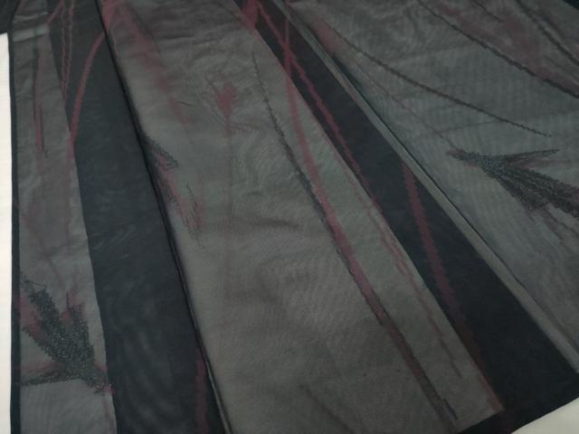 平和屋着物＊夏物　小紋　紗　幾何学文様　銀糸　正絹　逸品　AABI7150ck