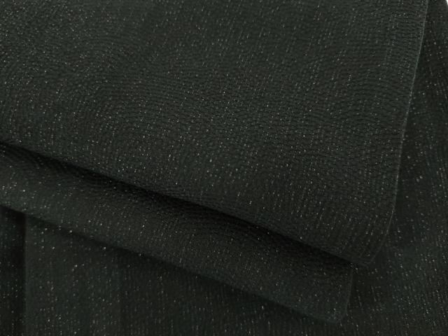平和屋着物▽上質な色無地　単衣　黒色　銀通し地　正絹　逸品　AABI7158ck