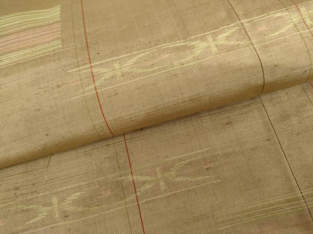 平和屋着物▽上質な紬　単衣　琉球絣文様　正絹　逸品　AABI7162cs