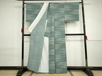 平和屋着物▽上質な小紋　単衣　霞文　正絹　逸品　AABI7163cs