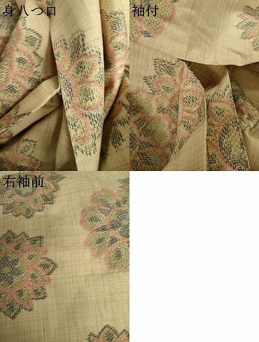 平和屋着物▽上質な紬　単衣　舞花文　正絹　逸品　AABI7167cs