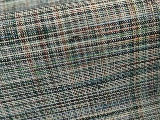 平和屋着物▽上質な紬　単衣　格子　正絹　逸品　AABI7168cs