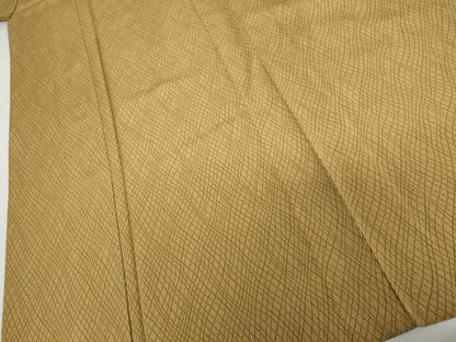 平和屋着物▽上質な小紋　単衣　変わり格子　正絹　逸品　AABI7171cs