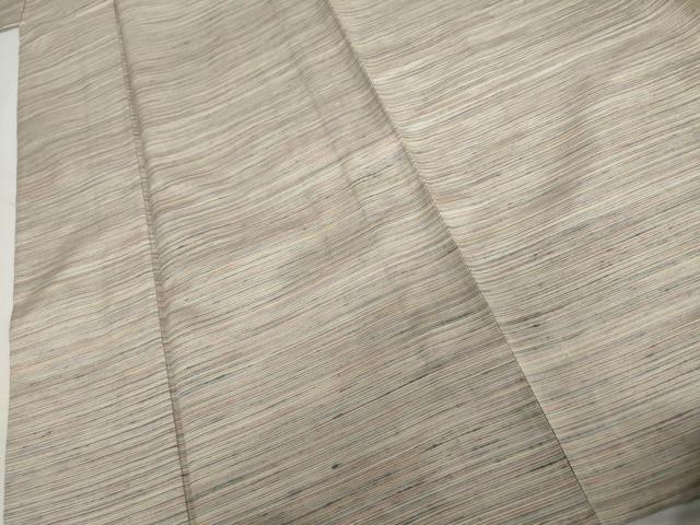 平和屋着物▽上質な紬　単衣　横段文　正絹　逸品　AABI7172cs