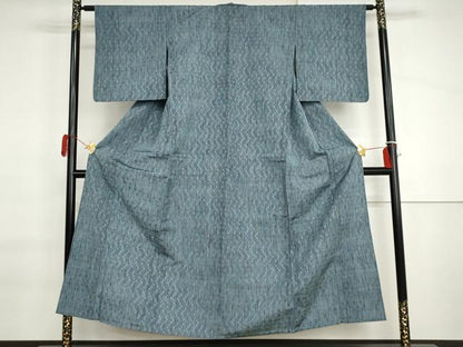 平和屋着物▽上質な紬　単衣　縞　正絹　逸品　AABI7174cs
