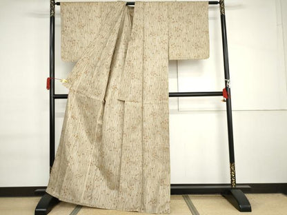 平和屋着物▽上質な紬　単衣　あられ　正絹　逸品　AABI7176cs
